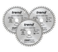 Trend Wood Circular Saw Blades, 165mm Diameter, 20mm Bore, 48 Teeth, 2.2mm Kerf, +15° Hook, TCT, Fine Finish, 3 Pack, CSB/165/3PK/A