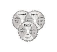 Trend Wood Cordless Circular Saw Blades, 165mm Diameter, 20mm Bore, 24/40 Teeth, 1.5mm Kerf, +15° Hook, TCT, Medium/Fine Finish, 3 Pack, CSB/165/3PK/C