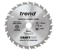 Trend Circular Saw Blade CraftPro CSB/16524T – 165mm 24T TCT, 20mm Bore, 1.5mm Kerf