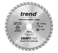 Trend Csb/16540T Tct Thin Kerf Plunge Saw Blade 165mm X 40 Tooth X 20mm Bore
