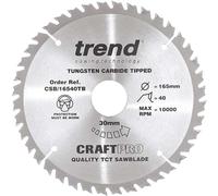 Trend CRAFTPRO Wood Cutting Cordless Saw Blade 165mm 40T 30mm