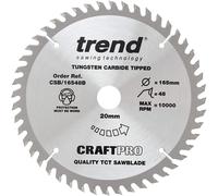 Trend CSB/16548B Craft Pro Trimming Crosscut TCT Blade Ideal for Makita, Dewalt, Bosch, and Evolution Circular Plunge Saws, Tungsten Carbide Tipped,