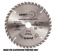 Trend Wood Cordless Circular Saw Blade, 165mm Diameter, 20mm Bore, 52 Teeth, 1.5mm Kerf, +10° Hook, TCT, Extra-Fine Finish, CSB/16552T