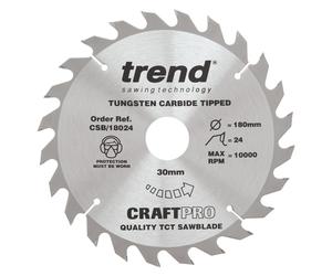 Trend CSB/18024 Carbide Tipped Wood Circular Saw Blade - 180mm x 24T x 30mm Bore
