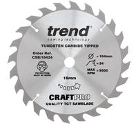Trend CSB/18424 Craft Pro General Purpose TCT Circular Saw Blade, 184mm x 24 Teeth x 16mm Bore, Tungsten Carbide Tipped