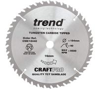 Trend CSB/18440 Craft Pro Trimming Crosscut TCT Blade Ideal for DeWalt, Einhell, Draper, and Bauker Circular Saws, Tungsten Carbide Tipped, 184mm x 40