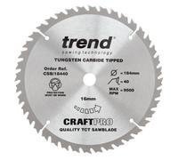 Trend Csb/18440 Tct Circular Saw Blade 184mm X 40 Teeth X 16mm Dewalt Dwe560