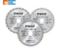 Trend Wood Circular Saw Blades, 190mm Diameter, 30mm Bore, 24/40/60 Teeth, 2.6mm Kerf, +15° Hook, TCT, Medium/Fine/Extra-Fine Finish, 3 Pack, CSB/190/3PK