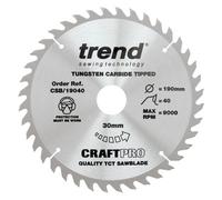 Trend Csb/1940 Craft Pro 190mm 30mm Bore 40T 2.6K Fine Cut Circular Saw Blade