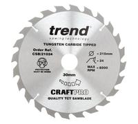 Trend Csb/21024 Craft Saw Blade 210mm X 24T 30mm Festool Ts75 Scheppach Pl75