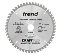 Trend Csb/ap16052 Craft Saw Blade Aluminium Plastic 160mm X 52 Teeth X 20mm Bore