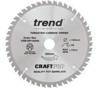 Trend Aluminium & Plastic Circular Saw Blade, 165mm Diameter, 20mm Bore, 48 Teeth, 2.5mm Kerf, -6° Hook, TCT, Extra-Fine Finish, CSB/AP16548