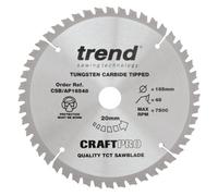 Trend Aluminium & Plastic Circular Saw Blade, 165mm Diameter, 20mm Bore, 48 Teeth, 2.5mm Kerf, -6° Hook, TCT, Extra-Fine Finish, CSB/AP16548