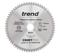 Trend Csb/ap21564 Tct Saw Blade For Aluminium Upvc Plastic 215mm 64T 30mm Bore