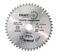 Trend Wood Mitre Saw Blade, 216mm Diameter, 30mm Bore, 48 Teeth, 2.6mm Kerf, -5° Hook, TCT, Fine Finish, CSB/CC21648