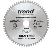 Trend CSB/CC21660 Craft Pro Negative Hook Crosscutting TCT Circular Blade Ideal for Festool Kapex, DeWalt, Makita, and Bosch Mitre Saws, Tungsten