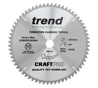 Trend Wood Mitre Saw Blade, 305mm Diameter, 30mm Bore, 64 Teeth, 3mm Kerf, -5° Hook, TCT, Fine Finish, CSB/CC30564