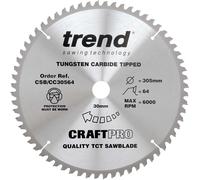 Trend Wood Mitre Saw Blade, 305mm Diameter, 30mm Bore, 64 Teeth, 3mm Kerf, -5° Hook, TCT, Fine Finish, CSB/CC30564