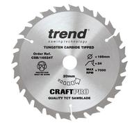 Trend Circular Saw Blade CraftPro CSB/16524T – 165mm 24T TCT, 20mm Bore, 1.5mm Kerf