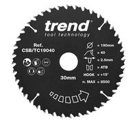 Trend CRAFTPRO Non Stick Wood Cutting Saw Blade 190mm 40T 30mm