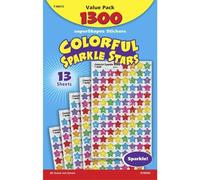 Trend Enterprises Sparkle Stars Stickers - 1/4 to 1/2 inches - Set of 1,300 - Red, Blue, Gold, Silver