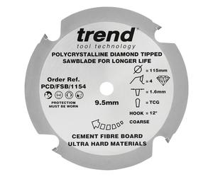 Trend Fibre Board Cement Saw Blade 115mm x 4T x 9.5mm PCDFSB1154