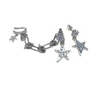 Trend Five-Pointed Star Earrings Design Hip-hop Geometric Chain All-matched Ear Jewelry Star Chain Integrated for Women