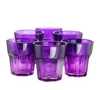 TREND FOR HOME 6 Coloured Drinking Glass Tumblers 230 ml Cocktail, Water Glasses Colored Glassware Tumblers Short Purple Wine Glasses | Gigi Mysterious Twilight