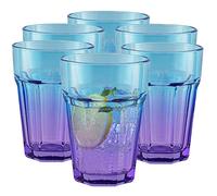 TREND FOR HOME 6 Coloured Drinking Glasses 425 ml Purple Blue Drinking Glasses Tumblers Glass Set Tall Water Glasses Highball Glasses Smoothie Cup Cocktails Glasses | Gigi Dreamy Sunset
