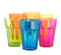 TREND FOR HOME 6 Coloured Drinking Glasses 425 ml Rainbow Glasses Tumblers Glass Set Tall Water Glasses Highball Glasses Smoothie Cup Cocktails Glasses Milkshake Glasses | Gigi Vivid Rainbow