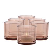 TREND FOR HOME 6 Glass Tealight Holders H: 8 cm Ø 9 cm Candle Jars for Candle Making Round Beige Candle Holder Tealight Candle Holders for Living Room Tea Light Holder Nude | 250 ml | Luna