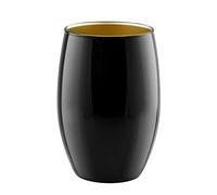 TREND FOR HOME Black Vase for Pampas Grass Wide Neck Vase H: 19.8 cm Round Vase Black Glass Vase Bud Vase Black Vases for Flowers Tulips Candle Holder | ⌀ 14 cm | Amarilis Great Gatsby | Black/Gold