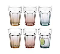 TREND FOR HOME Cocktail Glasses Large Drinking Glass Cuba Libre Glasses | 425 ml | Set of 6 | Cocktail Highball Water Glasses Set Umblers Retro Design | GIGI Collection | Watercolour Ombre Hand Wash