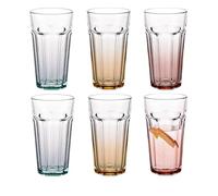 TREND FOR HOME Cocktail Glasses Large Drinking Glass Cuba Libre Glasses | 630 ml | Set of 6 | Cocktail Highball Water Glasses Set XXL Tumblers Retro Design | GIGI Collection | Watercolour Ombre Hand