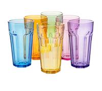 TREND FOR HOME Cocktail Glasses Large Drinking Glass Cuba Libre Glasses | 630 ml | Set of 6 | Cocktail Highball Water Glasses Set XXL Tumblers Retro Design | GIGI Collection | Watercolour Ombre Hand
