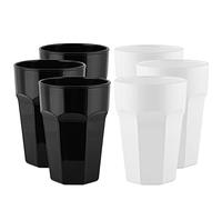 TREND FOR HOME Coloured Milkshake Glasses 425 ml White and Black Drinking Tumblers| Gigi Black&White