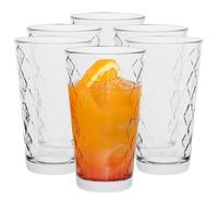 TREND FOR HOME Decorated Highball Glasses Tall Drinking Glasses | 370 ml | Set of 6 Glass Tumblers Long Drink Tumblers Glass Set Tall Cocktail Water Juice Glasses | Dishwasher Safe | Collection Lotte