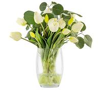 TREND FOR HOME Flower Vase H: 19.8 cm Bud Vase Clear Vase Ribbed Glass Vase Tulip Vase Transparent Vase Glass Vases for Flowers Ribbed Vase Decorative Vase Wedding Decor | ⌀ 14 cm | Lyra Luminous