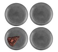 TREND FOR HOME Glass Plate Set for 4 Dessert Plates Tableware Plates Set Coloured Side Plates Serving Dishes for Salads Fruit Appetizers | Ø 17.4 cm | Geometric Pattern | Alisse Smoky