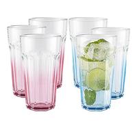 TREND FOR HOME Large Tumbler Glass Set of 6 Colourful Drinking Glasses XXL 630 ml Highball Glasses Pink and Blue Smoothie Iced Latte Glass Tall Cocktail Glasses Water Tumbler | Gigi Secret Pastels