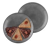 TREND FOR HOME Set of 2 Glass Plates Dessert Plates Tableware Pizza Plate Coloured Serving Dishes for Cakes Fruit Serving Dish Plate Large Serving Platter | Ø 30 cm | Geometric Pattern | Alisse Smoky