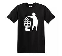 Trend Gear Bin Fascism T-Shirt- Anti Nationalism Peace Trash Funny Gift Party Novelty Top (Black White Print, XL)