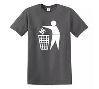 Trend Gear Bin Fascism T-Shirt- Anti Nationalism Peace Trash Funny Gift Party Novelty Top (Charcoal White Print, XL)