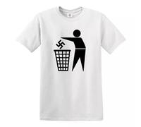 Trend Gear Bin Fascism T-Shirt- Anti Nationalism Peace Trash Funny Gift Party Novelty Top (White Black Print, M)