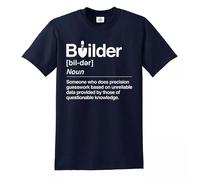 Trend Gear Builder Defined Labourer Profession T-Shirt Funny Gift Novelty Top Tee (Navy White Print, L)