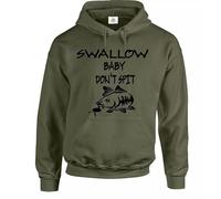 Trend Gear Carp Fishing Hoodie Fish Hunter Fisherman Rodfather Father Hood (SWALLOW BABY DON'T SPIT MILITARY GREEN HOODY - Medium)