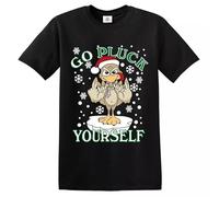 Trend Gear Christmas T-Shirts GO Pluck Yourself Reinder Gift Funny Santa Xmas Joke Party T Shirt Top - Black - S