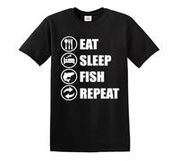 Trend Gear Eat Sleep Fish Repeat T-Shirt Funny Fishing Fisherman Gift Top Tee