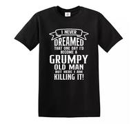 Trend Gear Grumpy Old Man Killing It Funny T-Shirt Mens Retirement Retired Birthday Gift (Black White Print, XXL)