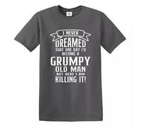 Trend Gear Grumpy Old Man Killing It Funny T-Shirt Mens Retirement Retired Birthday Gift (Charcoal White Print, M)